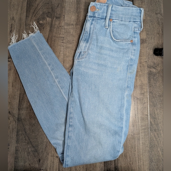 MOTHER The Looker Ankle Fray High Rise Skinny Jeans Hold My Hand 24 - Picture 6 of 10
